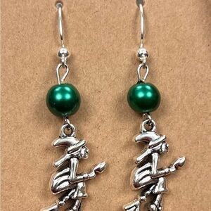 Elephaba inspired Earrings with Green Beads